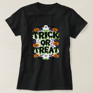 Camiseta truque ou trate o Dia das Bruxas