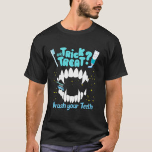 Camiseta Truque ou tratem escovar os dentes Engraçado Denti