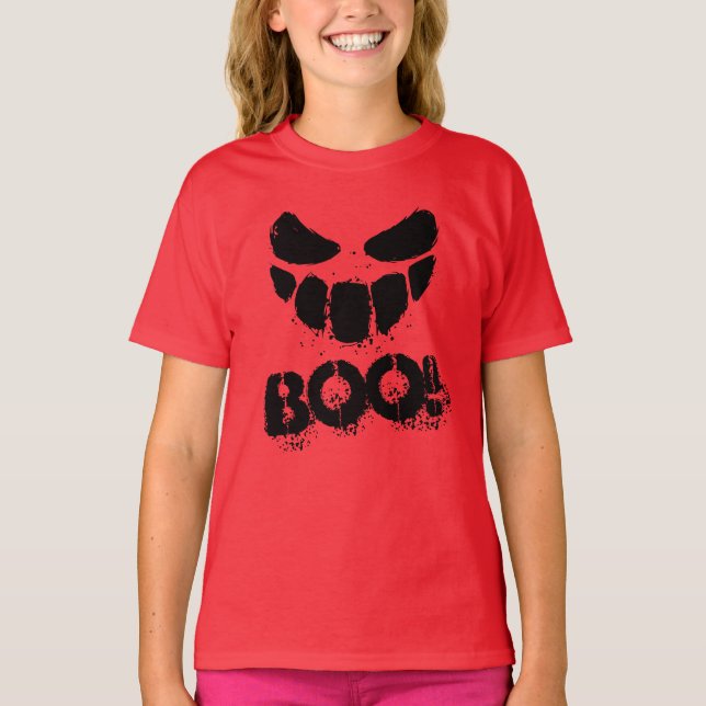 Camiseta Truque ou tratem o rosto assustador do Halloween T (Frente)