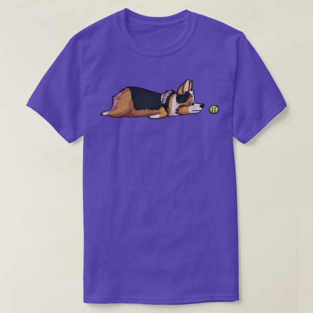Camiseta Truque preguiçoso Tricolor Corgi (Frente do Design)