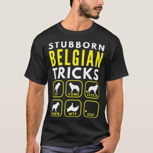 Camiseta Truques Belgas Stubborn - Prêmio de Formação de Cã (Frente)
