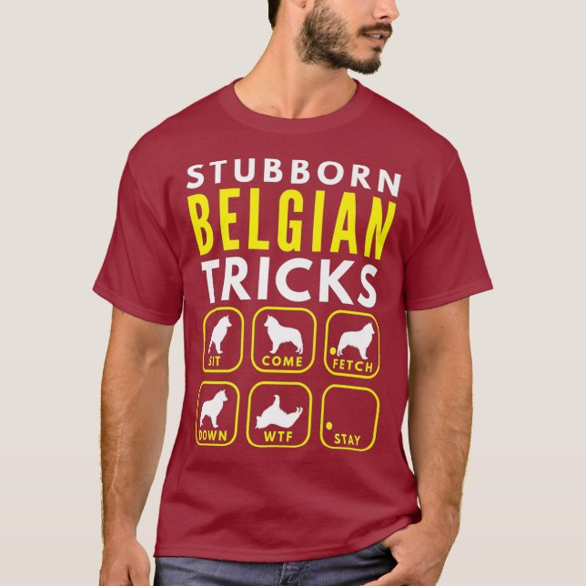 Camiseta Truques Belgas Stubborn - Prêmio de Formação de Cã (Frente)