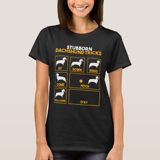 Camiseta Truques de Dachshund Stubbon (Frente)