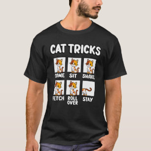 Camiseta Truques de Gato Venha Sentar Sacudir Buscar Feline