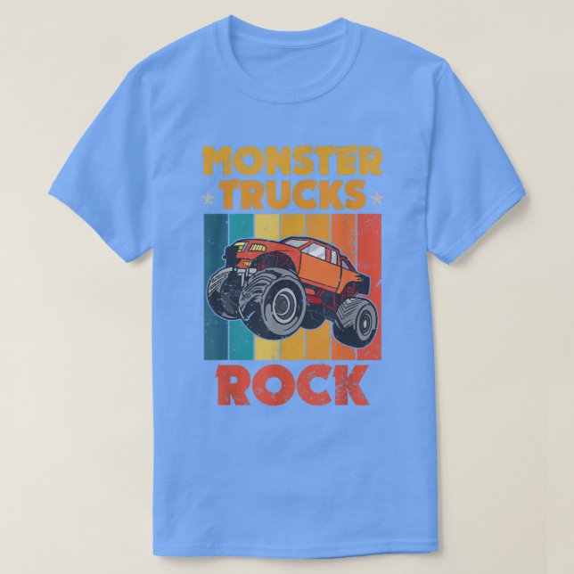 Camiseta Truques Monstros Retro-Incríveis Rock Truks Stunks (Frente do Design)