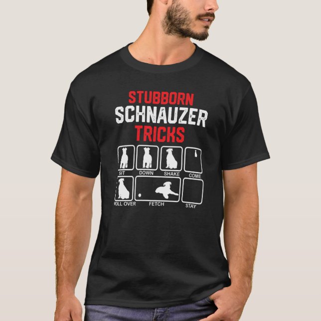 Camiseta Truques Teimosos de Schnauzer Premium (Frente)
