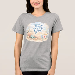 Camiseta "Trust God" Coastal Beach Watercolor Christian