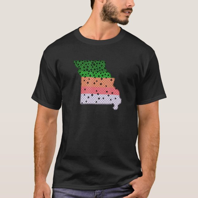 Camiseta Truta Arco-Íris Peixe Missouri Mapa Estado Pesca c (Frente)