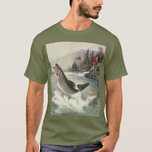 Camiseta Truta Arco-Íris, Pescador Antigo Pescando Peixes