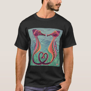 Camiseta Truta Colorida Abstrata Em Uma Fileira Para Amante