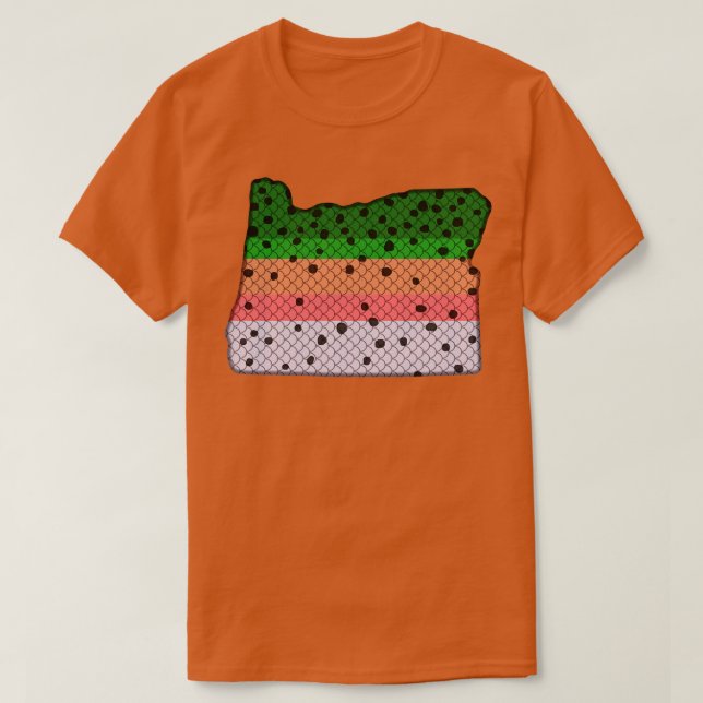 Camiseta Truta Pescaria Arco-Íris Patterno Oregon Estado M (Frente do Design)