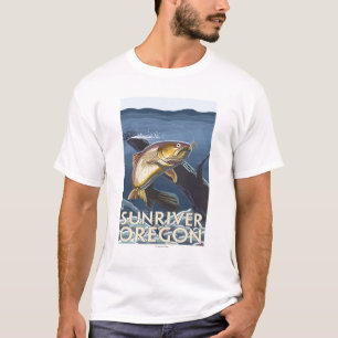Camiseta Truta que pesca o secção transversal - rio de Su