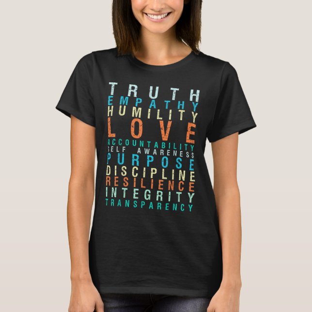 Camiseta Truth Love Empathy Self Awareness Insrational Word (Frente)