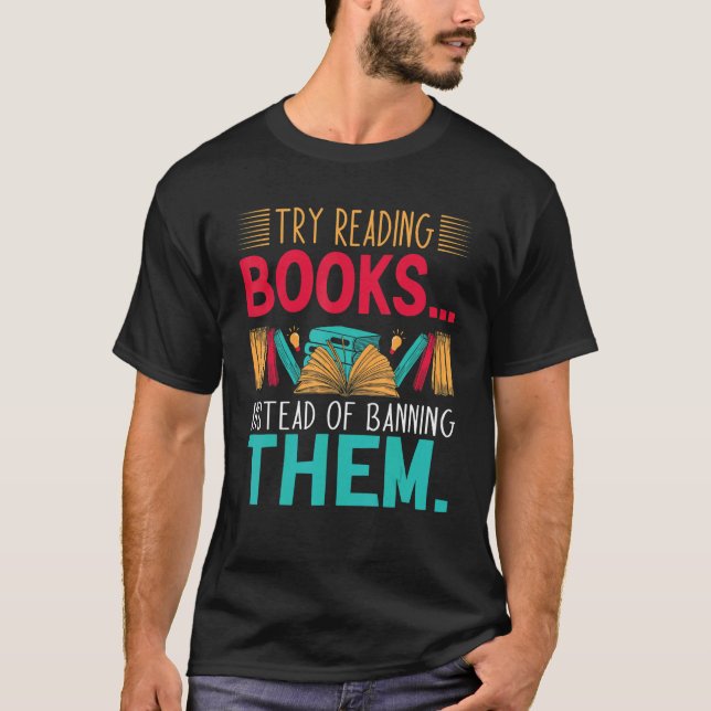 Camiseta try reading books instead of banning them Groovy B (Frente)