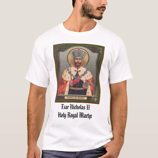 Camiseta Tsar Nicholas II, mercado real santamente de (Frente)