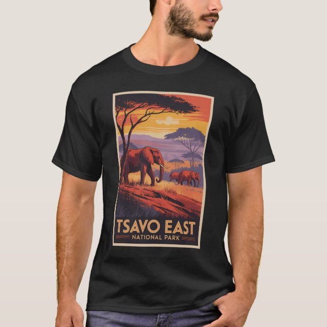 Camiseta Tsavo East National Park Kenya Illustration Travel (Frente)