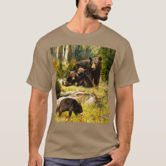 Camiseta TSh Clássico da Família Urso Negro e Bebês