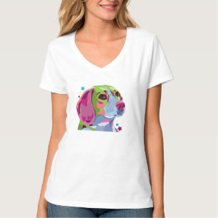 Camiseta Tshirt adulto do V-pescoço do jérsei das mulhere