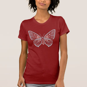 Camiseta Tshirt Appliqued borboleta do cristal de rocha