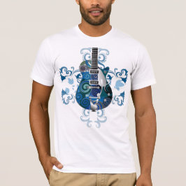 Camiseta tshirt azul da guitarra elétrica