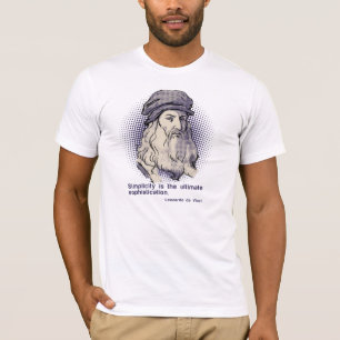 Camiseta Tshirt branco das citações de da Vinci