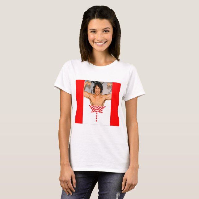 Camiseta Tshirt da bandeira de Justin Trudeau Canadá (Frente Completa)