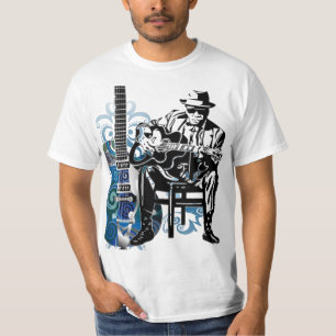 Camiseta tshirt da música do homem da guitarra dos azuis