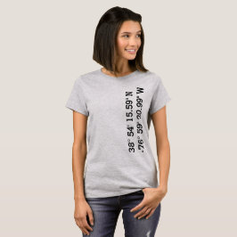 Camiseta Tshirt das coordenadas de GPS da universidade de