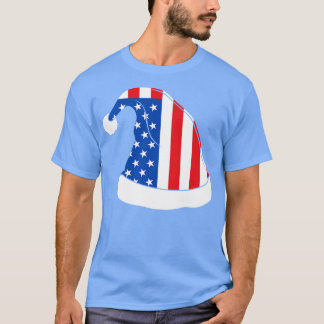 Camiseta Tshirt de chapéu de Natal da bandeira americana