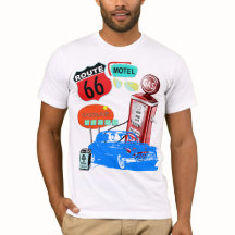 tshirt de condução retro da rota 66