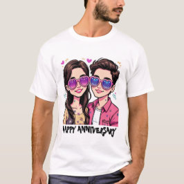 Camiseta Tshirt do Casal de Cartoons com Amor Reproduzido