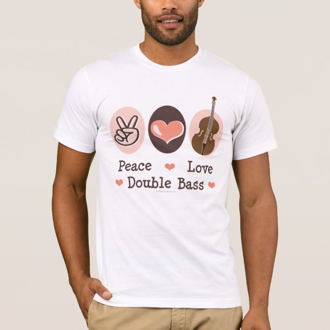 Camiseta Tshirt do contrabaixo do amor da paz (Frente)