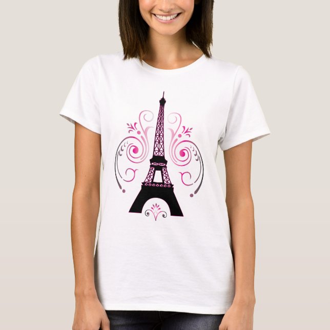 Camiseta Tshirt do design gráfico da torre Eiffel (Frente)