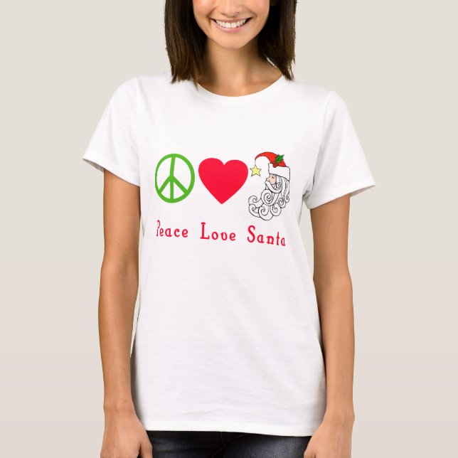Camiseta Tshirt do Natal de Papai Noel do amor da paz (Frente)