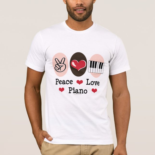 Camiseta Tshirt do piano do amor da paz (Frente)