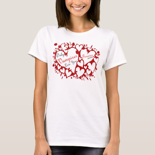 Camiseta Tshirt do sangue do amor do vampiro (Frente)
