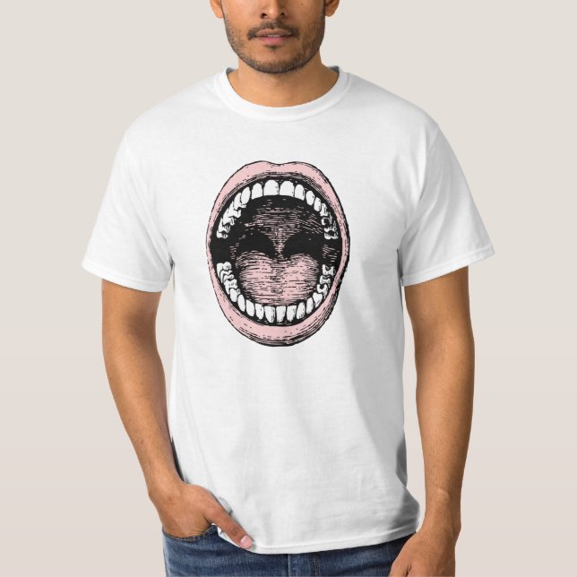 Camiseta tshirt engraçado do orthodontist da boca grande (Frente)