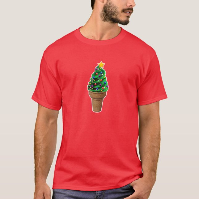 Camiseta Tshirt engraçado do sorvete da árvore de Natal dos (Frente)