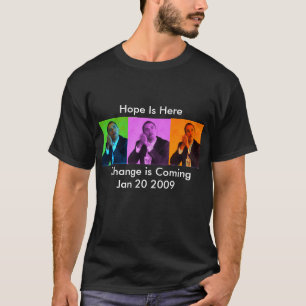 Camiseta Tshirt, esperança & mudança de Obama - enegreça