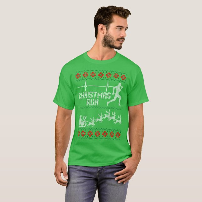 Camiseta Tshirt feio funcionado Natal da camisola do (Frente Completa)