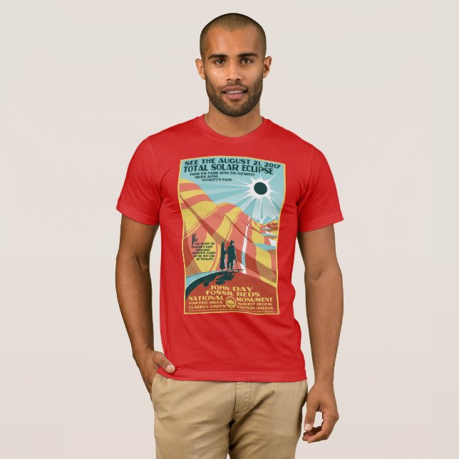 Camiseta Tshirt fóssil do eclipse solar das camas do dia de (Frente Completa)