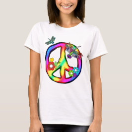 CAMISETA TSHIRT GROOVY DA LIBÉLULA DO SINAL DE PAZ DO