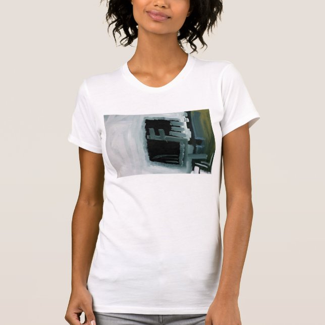 Camiseta Tshirt impresso abstrato Swiped preto e branco (Frente)