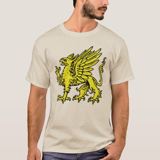 Camiseta Tshirt medieval da heráldica de Gryphon (Frente)