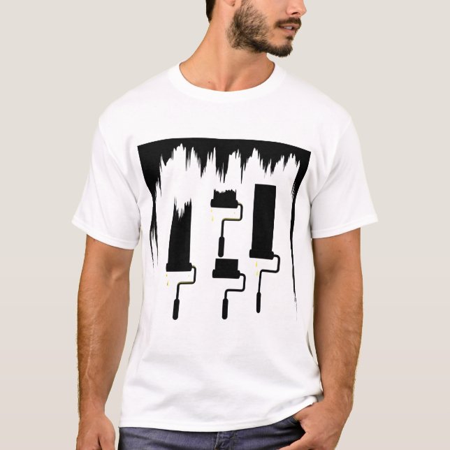 Camiseta Tshirt preto & branco do pintor (Frente)
