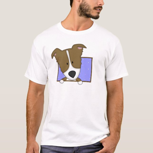 Camiseta TShirt quadro de Brown border collie dos desenhos (Frente)