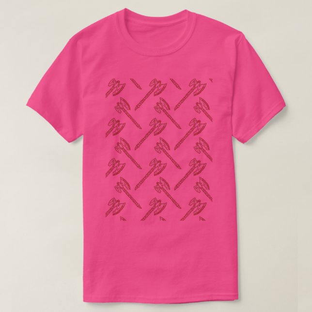Camiseta TSirt Clássico com Padrão de Ax Vermelho (Frente do Design)