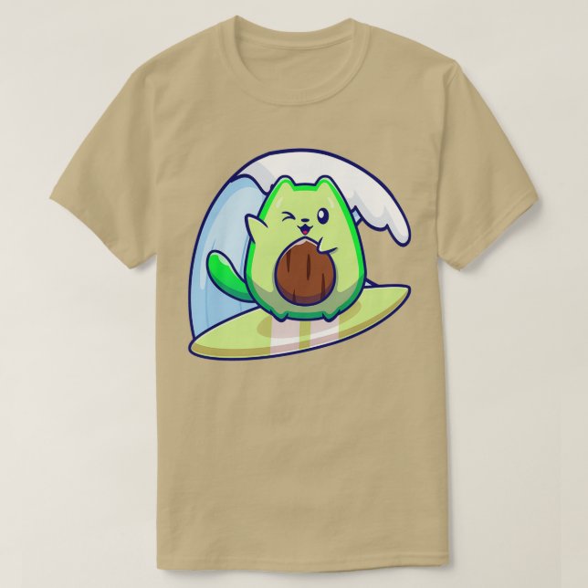 Camiseta TSirt Clássico de Surfe em Avocado Cute (Frente do Design)