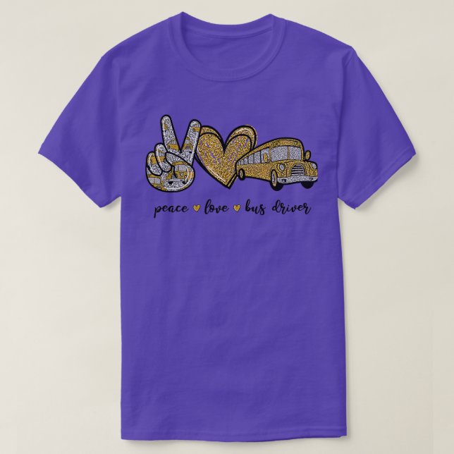 Camiseta TSirt Clássico do Barramento de Paz de Amor (Frente do Design)