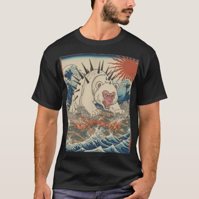 Camiseta Tsunami do Macaco Branco com Espinhos (Frente)